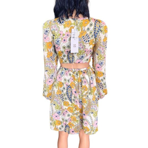 NWT WAYF Hart Vintage Paisley Cut Out Babydoll Mini Dress Size Large - Picture 5 of 6